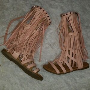 Girls fringe gladiator sandals